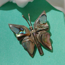 Load image into Gallery viewer, Hecho En Mexico AM 109 Sterling Silver Butterfly Moth Brooch with Abalone
