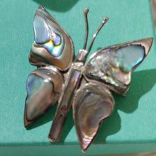 Load image into Gallery viewer, Hecho En Mexico AM 109 Sterling Silver Butterfly Moth Brooch with Abalone
