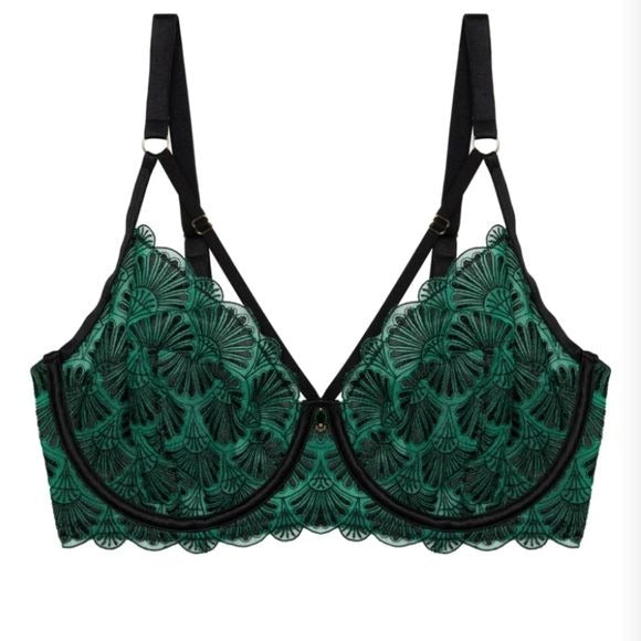 Playful Promises Mia Black + Jade deco embroidery Balconette Bra, 40G