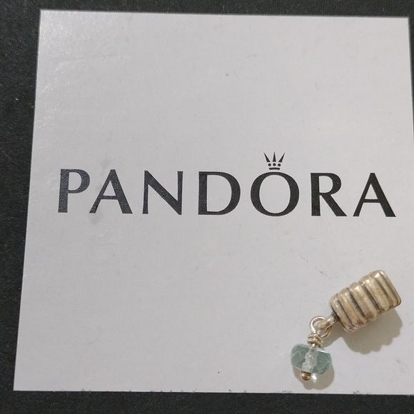 Pandora Retired Sterling Silver Aquamarine March Birthstone Dangle - 790166AQ