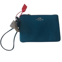 Load image into Gallery viewer, Coach F52205 Darcy Leather Small Wristlet, SV/Teal
