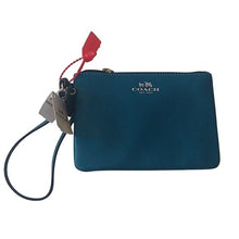 Load image into Gallery viewer, Coach F52205 Darcy Leather Small Wristlet, SV/Teal
