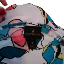 Load image into Gallery viewer, Women's Worthington Floral Draped S/S Career Blouse, White Multi, Size Small
