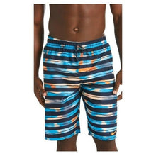 Load image into Gallery viewer, Nike Block Stripe Breaker 11&quot; Volley Swim Trunks, Blues/Orange, Size Medium
