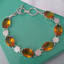 Load image into Gallery viewer, Citrine + Sterling Silver Chain Toggle Bracelet, up to 8"
