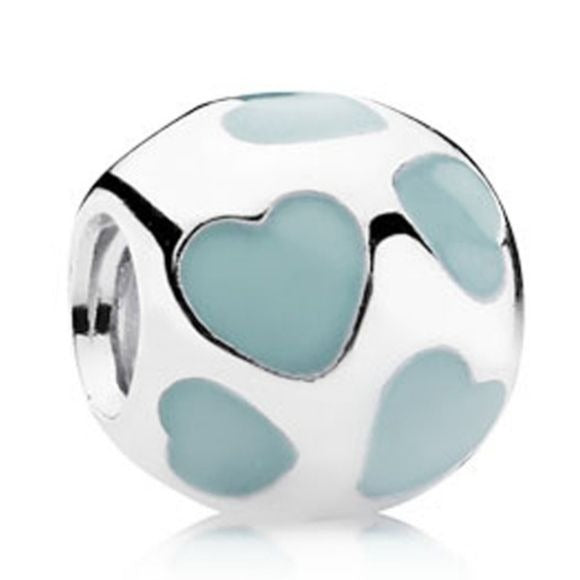 Pandora Retired Sterling Silver Love You Bead w/ Light Blue Enamel - 790543EN18