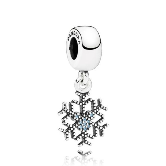 Pandora Ster Silver Mickey's Sparkling Snowflake Winter Disney Dangle 791467cfl