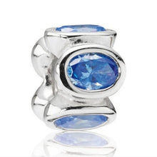 Load image into Gallery viewer, Pandora Retired Sterling Silver with Blue Zirconia Oval Lights Bead - 790311CZB
