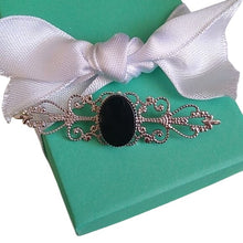 Load image into Gallery viewer, Beau 925 Sterling Silver and Onyx Filigree Brooch
