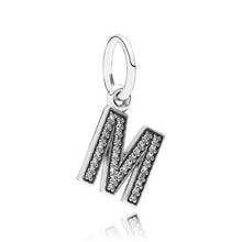 Load image into Gallery viewer, Pandora Sterling Silver Alphabet Letter M Dangle with Clear Zirconia - 791325cz
