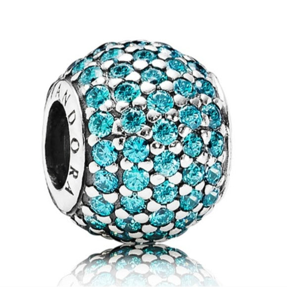 Pandora Retired Sterling Silver Pave Lights Bead with Teal Zirconia - 791051MCZ