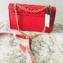 Load image into Gallery viewer, Badgley Mischka Red Quilted Crossbody Purse Bag w/ studs
