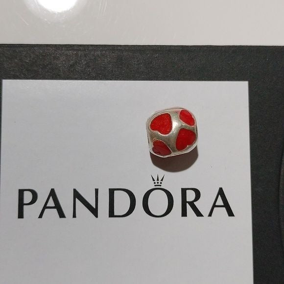 Pandora Retired Sterling Silver Love You Red Enamel Bead - 790543EN17