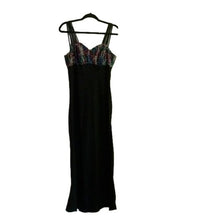 Load image into Gallery viewer, All That Jazz Long Black Strappy Black Dress with Rainbow Sequins, Size 5/6
