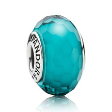 Load image into Gallery viewer, Pandora Sterling Silver Teal Fascinating Faceted Murano Glass Bead - 791606
