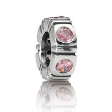 Load image into Gallery viewer, Pandora Retired Sterling Silver Pink Zirconia Trinity Spacer - 790368PCZ
