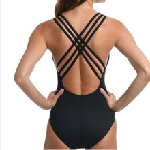 Load image into Gallery viewer, La Blanca Deep V Crossback one piece Swimsuit, Zig and Zag, Black White, 6
