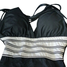 Load image into Gallery viewer, La Blanca Deep V Crossback one piece Swimsuit, Zig and Zag, Black White, 6
