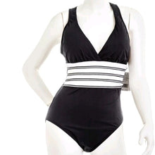 Load image into Gallery viewer, La Blanca Deep V Crossback one piece Swimsuit, Zig and Zag, Black White, 6
