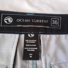 Load image into Gallery viewer, Ocean Current Blue Stripes Board Shorts, size 36
