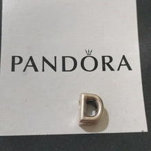 Load image into Gallery viewer, Pandora Sterling Silver Open Letter D Alphabet Charm with Heart Pattern - 797458
