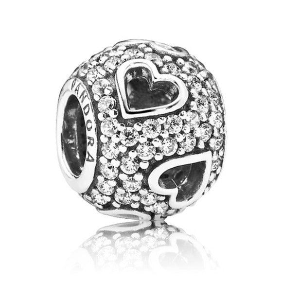 Pandora Sterling Silver Tumbling Hearts Bead with Clear Zirconia - 79142cz