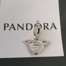 Load image into Gallery viewer, Pandora Sterling Silver Heart + Angel Wings Dangle w/ Clear Zirconia -798485C01
