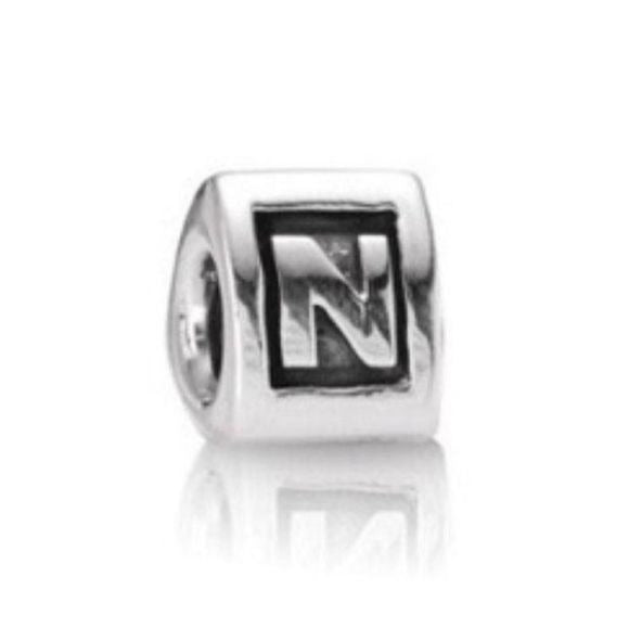 Pandora Letter N Alphabet Triangular Charm 925 Sterling Silver