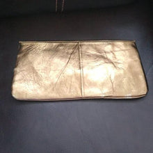 Load image into Gallery viewer, Nina Gold Leather Metallic Envelope Clutch Bag
