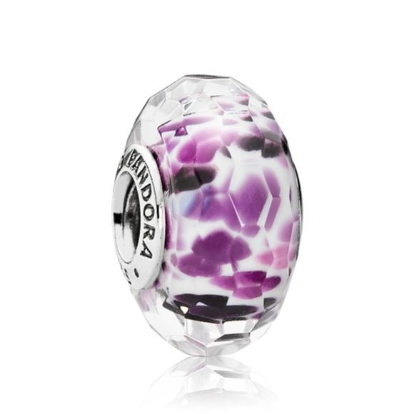 Pandora Shoreline Sea Glass Faceted Sterling Silver Murano Charm 791608