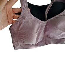 Load image into Gallery viewer, Set of 2 Soft Support Sports Bras, Black + Lilac, Size 2XL
