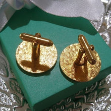 Load image into Gallery viewer, Vintage Goldtone Men's Round Enamel Swirl Cuff Links
