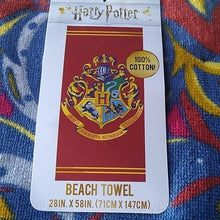 Load image into Gallery viewer, Warner Bros Harry Potter House Crests Beach Towel, 28" x 58"
