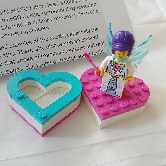 Princess Lila the Lego Tooth Fairy with Heart Shaped Box + Origin Story