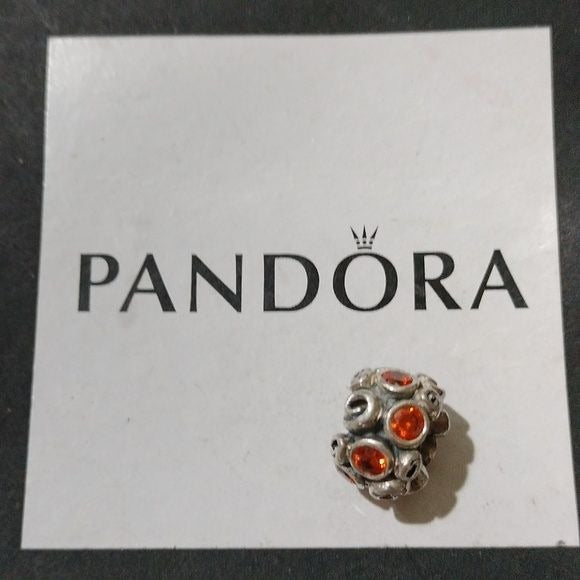 Pandora Sterling Silver Primrose Path Bead w/ Orange Zirconia - 790330ocz