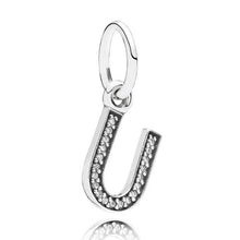 Load image into Gallery viewer, Pandora Sterling Silver Alphabet Letter U Dangle w/ Clear Zirconia - 791333CZ
