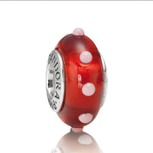 Load image into Gallery viewer, Pandora Retired Red and White Murano Seeing Spots Bead - 790633
