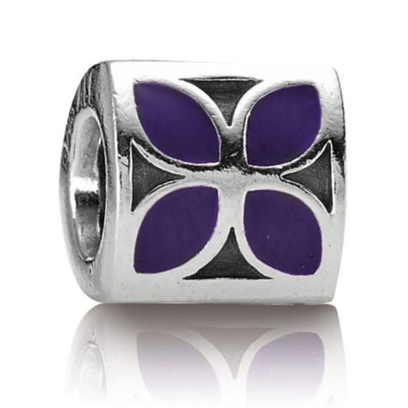 Pandora Retired Purple Violet Enamel Flower w/ Sterling Silver Bead - 790437en02