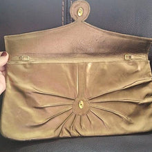 Load image into Gallery viewer, Nina Gold Leather Metallic Envelope Clutch Bag
