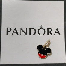 Load image into Gallery viewer, Pandora Sterling Silver Mickey Icon Disney Pendant w/ Black + Red Enamel 791461
