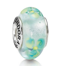 Load image into Gallery viewer, Pandora Retired Clear Teal Murano Glass Flowers Bead - 790607
