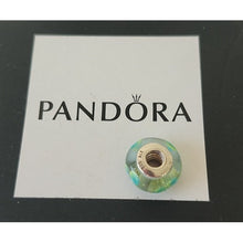 Load image into Gallery viewer, Pandora Retired Clear Teal Murano Glass Flowers Bead - 790607
