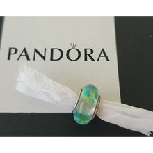 Load image into Gallery viewer, Pandora Retired Clear Teal Murano Glass Flowers Bead - 790607
