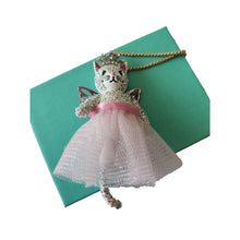 Load image into Gallery viewer, Betsey Johnson Cat Ballerina Pendant Necklace Fairy NEW NWT

