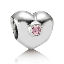 Load image into Gallery viewer, Pandora Retired Sterling Silver Heart Bead with Pink Zirconia - 790134PCZ
