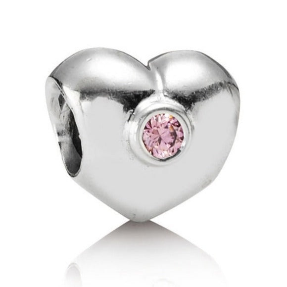 Pandora Retired Sterling Silver Heart Bead with Pink Zirconia - 790134PCZ