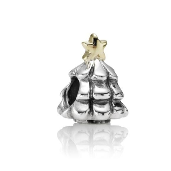 Pandora Christmas Tree Sterling Silver w/ 14kt Gold Star Charm  790365