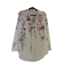 Load image into Gallery viewer, MISSLOOK Long-Sleeved Button Up Blouse with Butterfly Print, size Large
