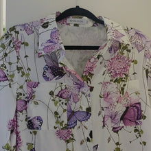 Load image into Gallery viewer, MISSLOOK Long-Sleeved Button Up Blouse with Butterfly Print, size Large
