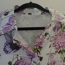 Load image into Gallery viewer, MISSLOOK Long-Sleeved Button Up Blouse with Butterfly Print, size Large
